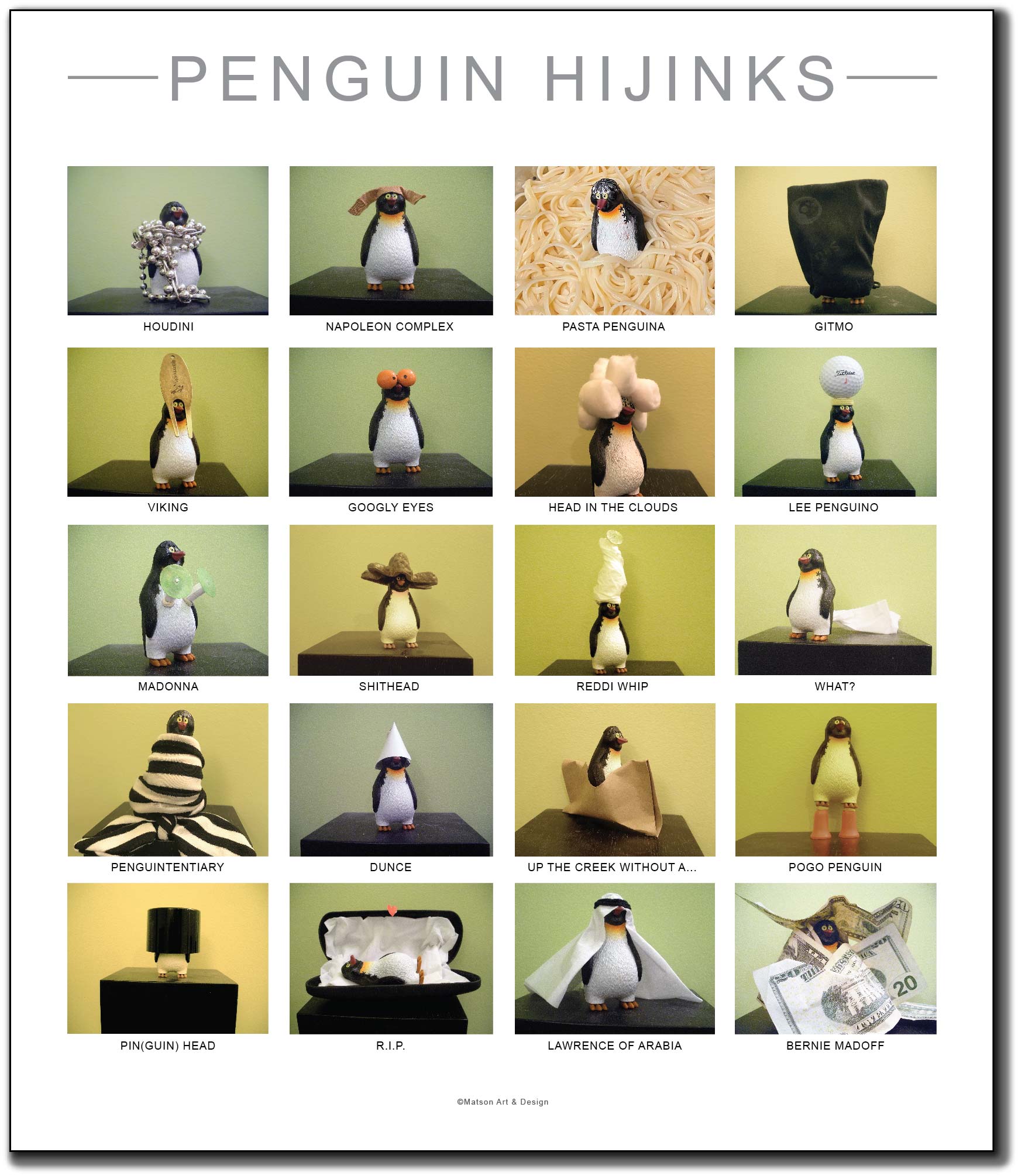 "Penguin Hijinks" Artwork, Poster, Framed & Unframed